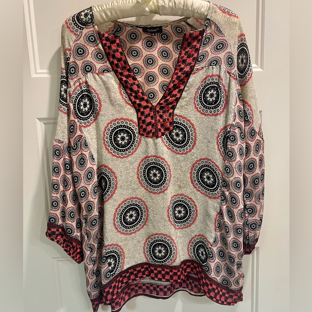Tolani Red and Black Patterned Tunic